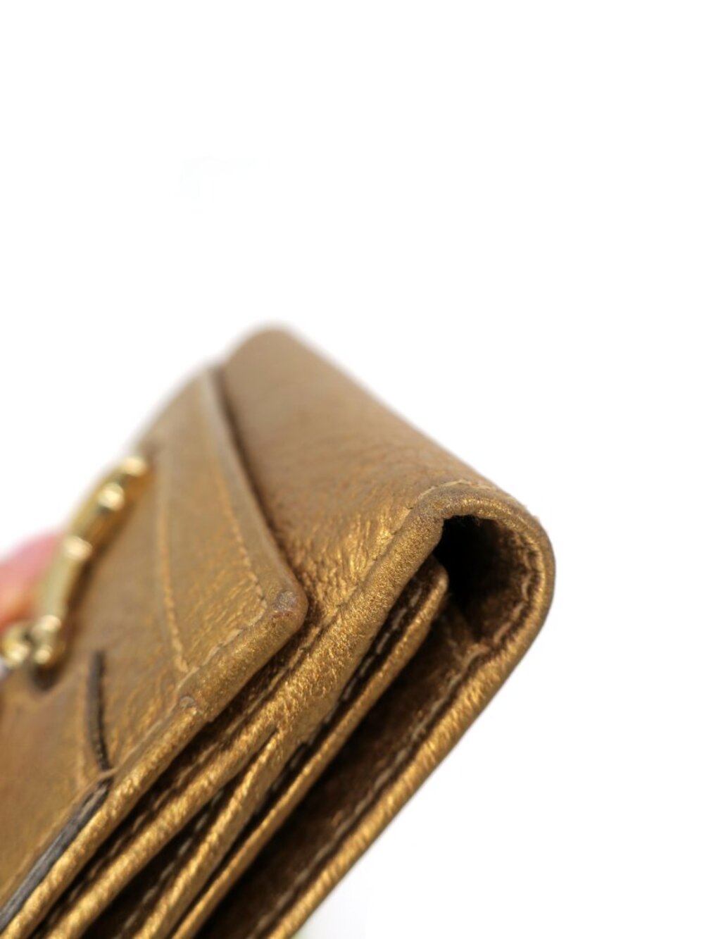 GUCCI Hasler Horsebit Metallic Leather Wallet Gold Bronze - Picture 7 of 8